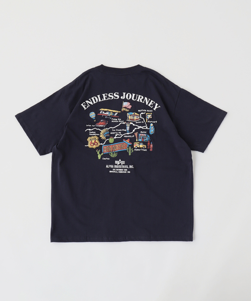 Alpha Industries（アルファインダストリーズ）の「ALPHA INDUSTRIES / アルファ インダストリーズ ENDLESS JOURNEY T-SHIRT（Tシャツ/カットソー・メンズ・ネイビー/チャコールグレー/ホワイト・LARGE/MEDIUM/X-LARGE）」の4枚目の写真