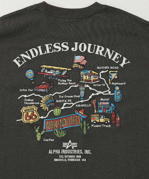 Alpha Industries（アルファインダストリーズ）の「ALPHA INDUSTRIES / アルファ インダストリーズ ENDLESS JOURNEY T-SHIRT（Tシャツ/カットソー・メンズ・ネイビー/チャコールグレー/ホワイト・LARGE/MEDIUM/X-LARGE）」の5枚目の写真