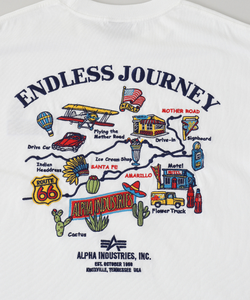 Alpha Industries（アルファインダストリーズ）の「ALPHA INDUSTRIES / アルファ インダストリーズ ENDLESS JOURNEY T-SHIRT（Tシャツ/カットソー・メンズ・ネイビー/チャコールグレー/ホワイト・LARGE/MEDIUM/X-LARGE）」の6枚目の写真