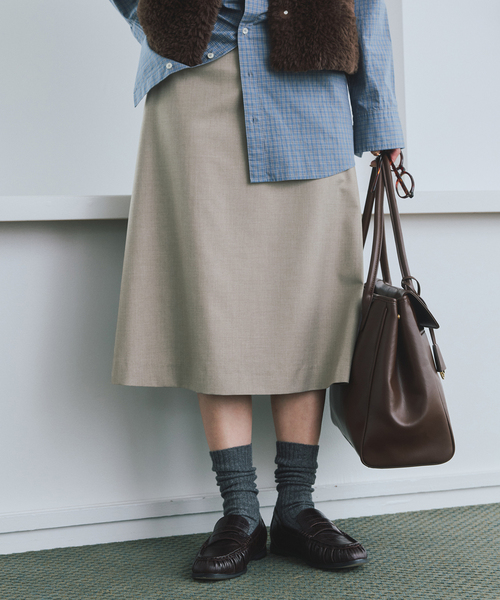 SLOBE IENA(スローブイエナ)の「ミモレスカート(スカート・レディース・ベージュ/グレー・36/38)」の10枚目の写真