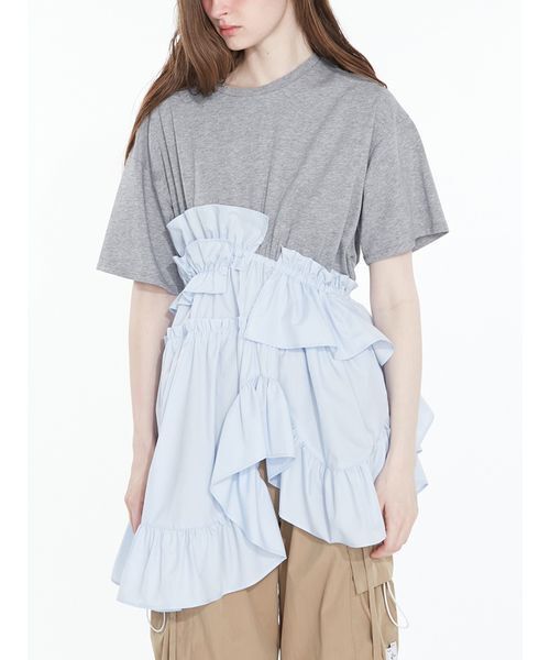 SORIN(ソリン )の「Curved hem ruffle T-shirt/ カーブヘムラッフルTシャツ(Tシャツ/カットソー・レディース・グレー/ブラック/その他・38)」の9枚目の写真