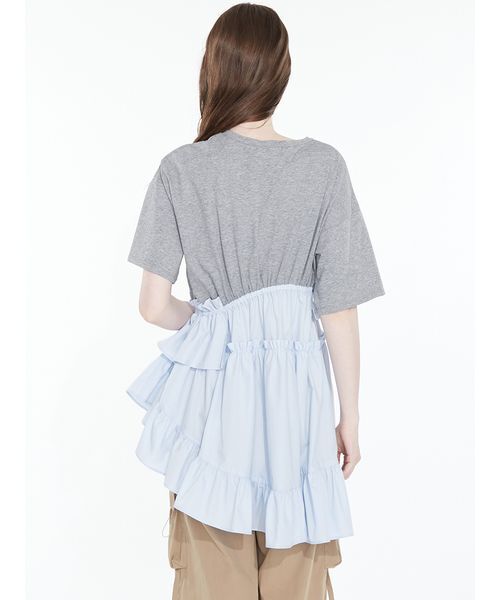 SORIN(ソリン )の「Curved hem ruffle T-shirt/ カーブヘムラッフルTシャツ(Tシャツ/カットソー・レディース・グレー/ブラック/その他・38)」の12枚目の写真