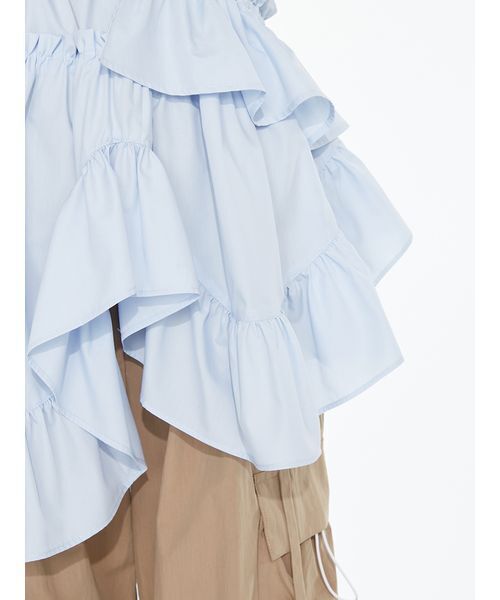 SORIN(ソリン )の「Curved hem ruffle T-shirt/ カーブヘムラッフルTシャツ(Tシャツ/カットソー・レディース・グレー/ブラック/その他・38)」の16枚目の写真
