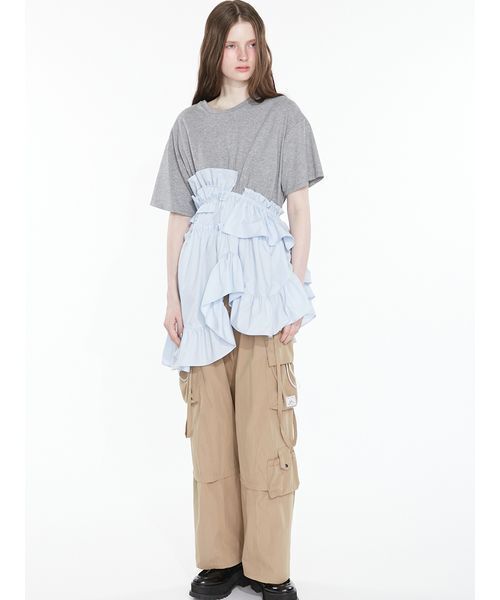 SORIN(ソリン )の「Curved hem ruffle T-shirt/ カーブヘムラッフルTシャツ(Tシャツ/カットソー・レディース・グレー/ブラック/その他・38)」の18枚目の写真