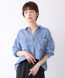 パウダーシルクデニムブラウス