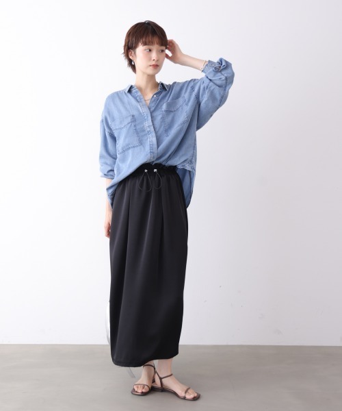 Bou Jeloud(ブージュルード)の「パウダーシルクデニムブラウス(シャツ/ブラウス・レディース・サックスブルー/グレー・38)」の15枚目の写真