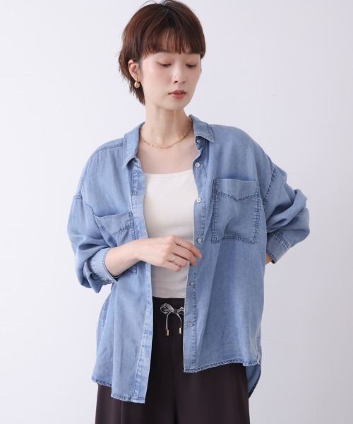 Bou Jeloud(ブージュルード)の「パウダーシルクデニムブラウス(シャツ/ブラウス・レディース・サックスブルー/グレー・38)」の19枚目の写真