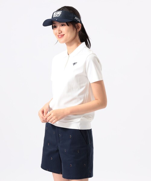 BEAMS GOLF(ビームスゴルフ)の「ORANGE LABEL / 1976袖ロゴ バックリブ ポロシャツ(ポロシャツ・レディース・ホワイト/ブラウン/ネイビー・MEDIUM/LARGE/SMALL)」の1枚目の写真
