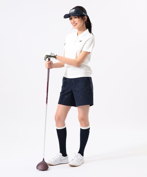 BEAMS GOLF(ビームスゴルフ)の「ORANGE LABEL / 1976袖ロゴ バックリブ ポロシャツ(ポロシャツ・レディース・ホワイト/ブラウン/ネイビー・MEDIUM/LARGE/SMALL)」の5枚目の写真