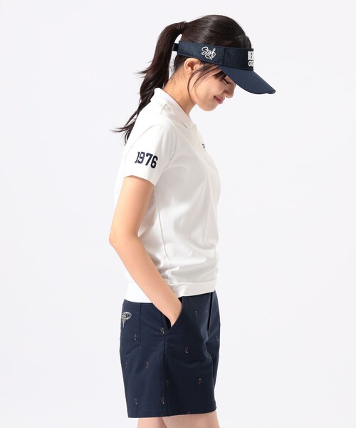 BEAMS GOLF(ビームスゴルフ)の「ORANGE LABEL / 1976袖ロゴ バックリブ ポロシャツ(ポロシャツ・レディース・ホワイト/ブラウン/ネイビー・MEDIUM/LARGE/SMALL)」の7枚目の写真