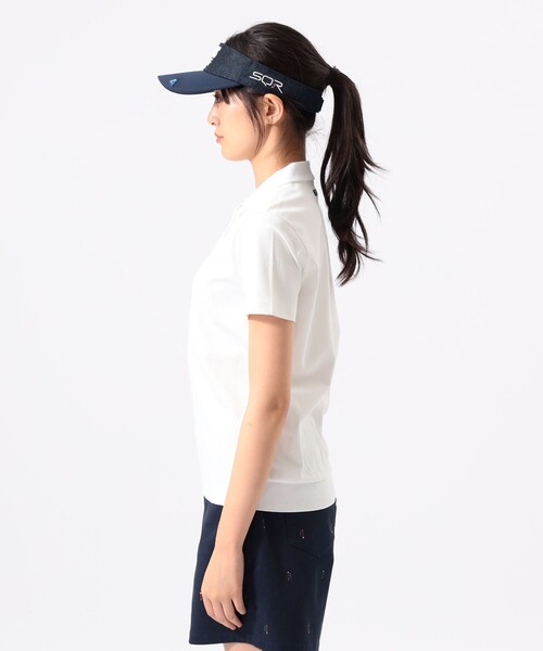 BEAMS GOLF(ビームスゴルフ)の「ORANGE LABEL / 1976袖ロゴ バックリブ ポロシャツ(ポロシャツ・レディース・ホワイト/ブラウン/ネイビー・MEDIUM/LARGE/SMALL)」の8枚目の写真