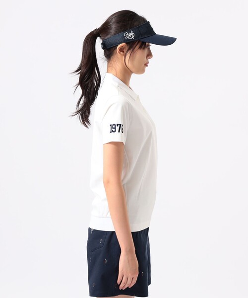 BEAMS GOLF(ビームスゴルフ)の「ORANGE LABEL / 1976袖ロゴ バックリブ ポロシャツ(ポロシャツ・レディース・ホワイト/ブラウン/ネイビー・MEDIUM/LARGE/SMALL)」の9枚目の写真