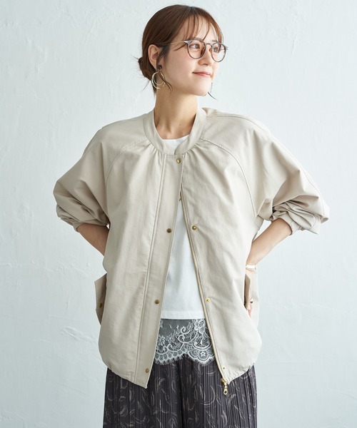 ikka（イッカ）の「グログランノーカラーブルゾン（ブルゾン・レディース・カーキ/ベージュ/ネイビー/ブラウン・L/M）」の15枚目の写真