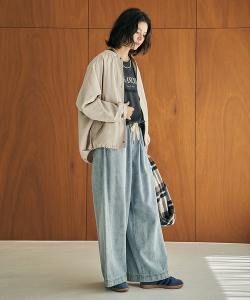 ikka（イッカ）の「グログランノーカラーブルゾン（ブルゾン・レディース・カーキ/ベージュ/ネイビー/ブラウン・L/M）」の6枚目の写真