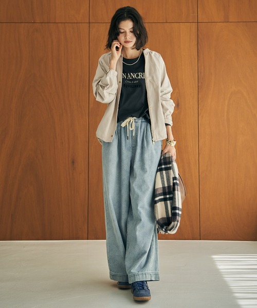 ikka（イッカ）の「グログランノーカラーブルゾン（ブルゾン・レディース・カーキ/ベージュ/ネイビー/ブラウン・L/M）」の7枚目の写真