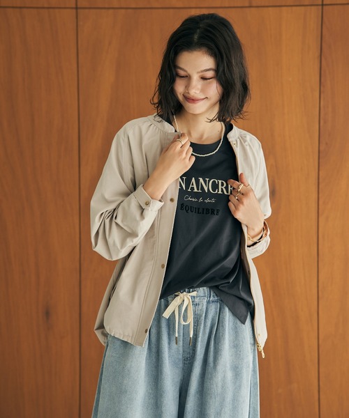 ikka（イッカ）の「グログランノーカラーブルゾン（ブルゾン・レディース・カーキ/ベージュ/ネイビー/ブラウン・L/M）」の8枚目の写真