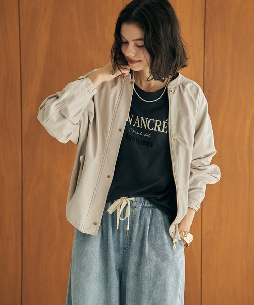 ikka（イッカ）の「グログランノーカラーブルゾン（ブルゾン・レディース・カーキ/ベージュ/ネイビー/ブラウン・L/M）」の9枚目の写真