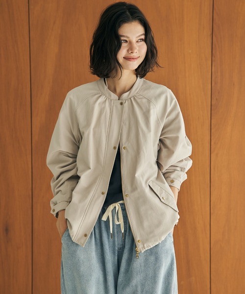 ikka（イッカ）の「グログランノーカラーブルゾン（ブルゾン・レディース・カーキ/ベージュ/ネイビー/ブラウン・L/M）」の11枚目の写真