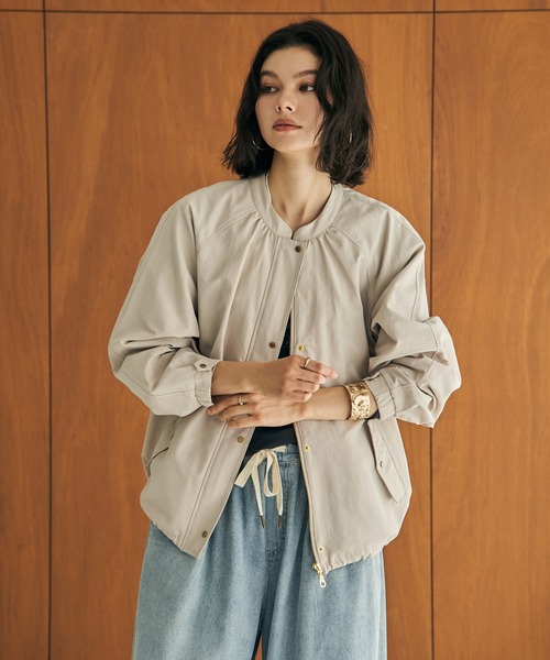 ikka（イッカ）の「グログランノーカラーブルゾン（ブルゾン・レディース・カーキ/ベージュ/ネイビー/ブラウン・L/M）」の12枚目の写真