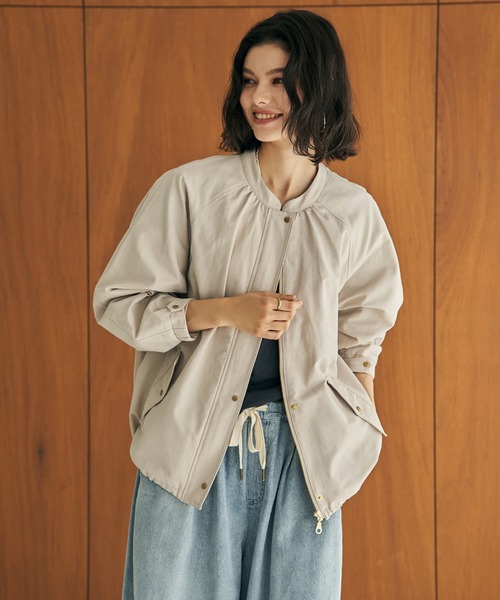 ikka（イッカ）の「グログランノーカラーブルゾン（ブルゾン・レディース・カーキ/ベージュ/ネイビー/ブラウン・L/M）」の13枚目の写真