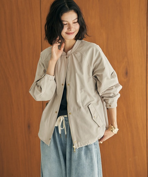 ikka（イッカ）の「グログランノーカラーブルゾン（ブルゾン・レディース・カーキ/ベージュ/ネイビー/ブラウン・L/M）」の14枚目の写真