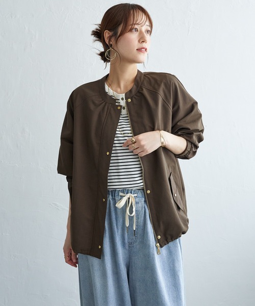 ikka（イッカ）の「グログランノーカラーブルゾン（ブルゾン・レディース・カーキ/ベージュ/ネイビー/ブラウン・L/M）」の19枚目の写真