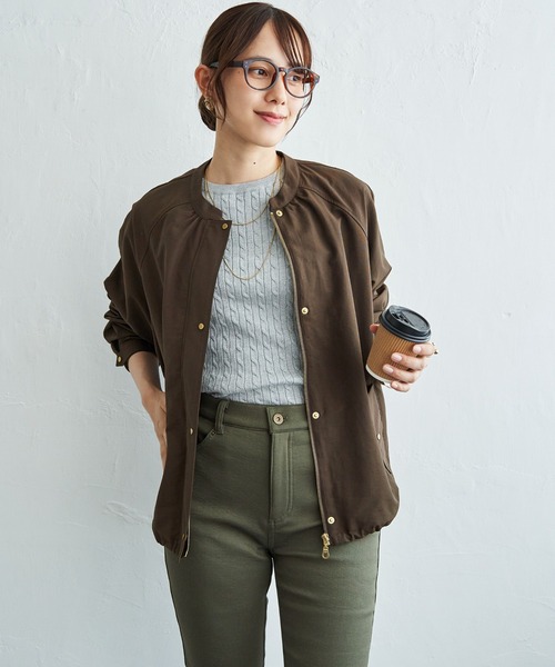 ikka（イッカ）の「グログランノーカラーブルゾン（ブルゾン・レディース・カーキ/ベージュ/ネイビー/ブラウン・L/M）」の18枚目の写真