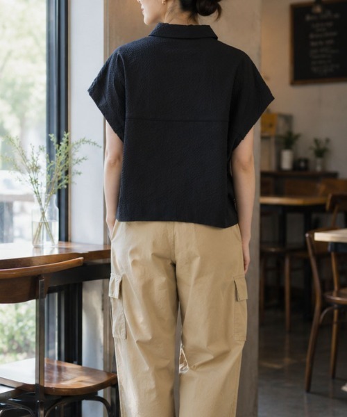 Human 2nd Occasion(ヒューマンセカンドオケージョン)の「シアーサッカー リラクシーシャツ(シャツ/ブラウス・レディース・ブラック/ナチュラル・FREE)」の10枚目の写真