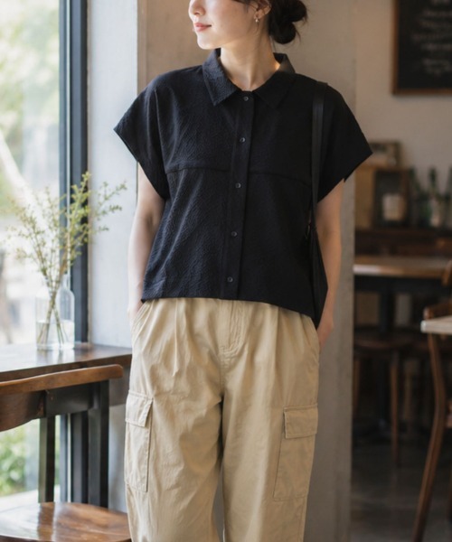 Human 2nd Occasion(ヒューマンセカンドオケージョン)の「シアーサッカー リラクシーシャツ(シャツ/ブラウス・レディース・ブラック/ナチュラル・FREE)」の17枚目の写真