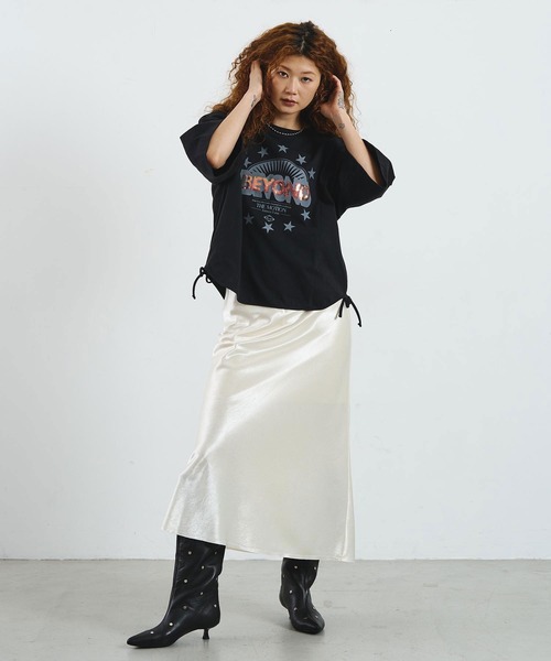 ROSE BUD(ローズバッド)の「CREOLME/SATIN LONG SKIRT(スカート・レディース・パープル/オフホワイト/ネイビー・S/M)」の18枚目の写真