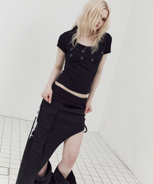 SETUP-EXE（セットアップイーエックスイー）の「NAPOLEON COLLAR TOP / BLACK（Tシャツ/カットソー・レディース・その他・OS）」の4枚目の写真