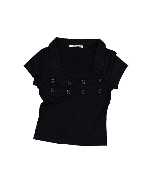 SETUP-EXE（セットアップイーエックスイー）の「NAPOLEON COLLAR TOP / BLACK（Tシャツ/カットソー・レディース・その他・OS）」の2枚目の写真