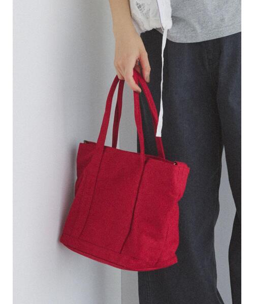 Samansa Mos2(サマンサ モスモス)の「ロゴ刺繍キャンバストートバッグ(ハンドバッグ・レディース・ベージュ/レッド/ブラウン・F)」の3枚目の写真