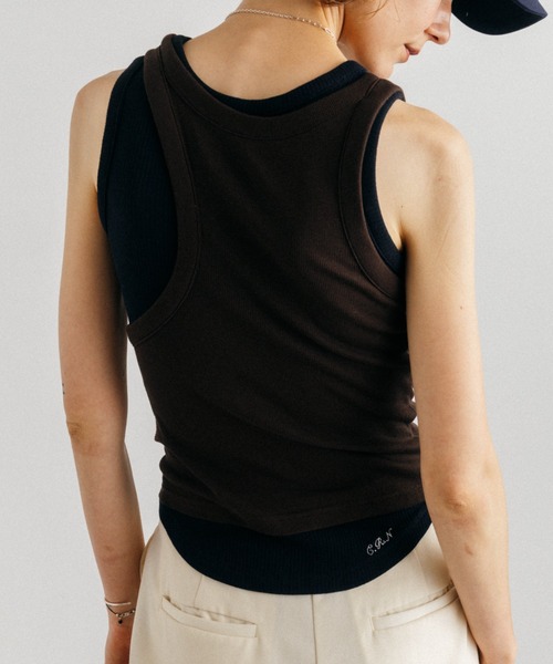 CREDONA（クレドナ）の「OFFSET RIB TANK TOP/オフセットリブタンク（タンクトップ・レディース・ホワイト/ブラウン/サックスブルー・FREE）」の11枚目の写真