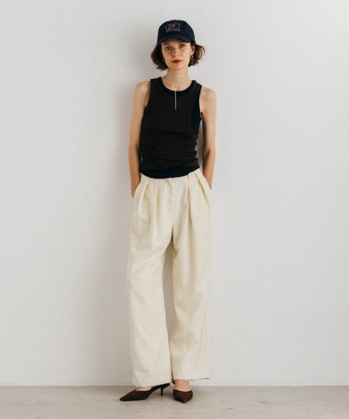 CREDONA（クレドナ）の「OFFSET RIB TANK TOP/オフセットリブタンク（タンクトップ・レディース・ホワイト/ブラウン/サックスブルー・FREE）」の19枚目の写真