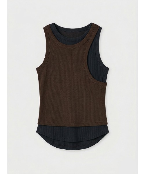 CREDONA（クレドナ）の「OFFSET RIB TANK TOP/オフセットリブタンク（タンクトップ・レディース・ホワイト/ブラウン/サックスブルー・FREE）」の21枚目の写真