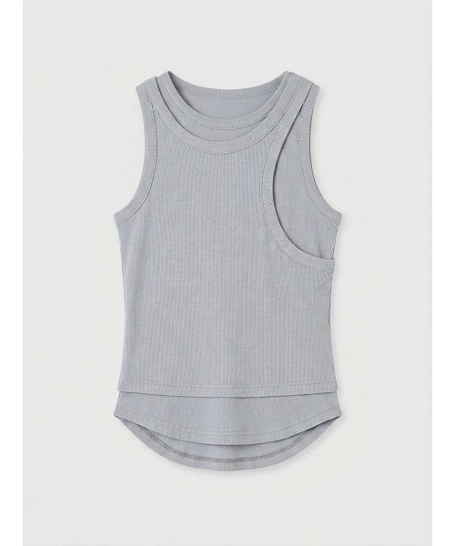 CREDONA（クレドナ）の「OFFSET RIB TANK TOP/オフセットリブタンク（タンクトップ・レディース・ホワイト/ブラウン/サックスブルー・FREE）」の20枚目の写真