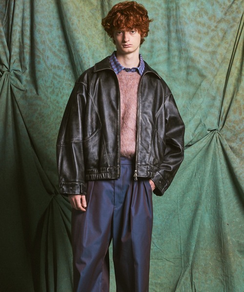 UNISEX》Sheep Leather Prime-Over Stand Collar Blouson/シープレザー