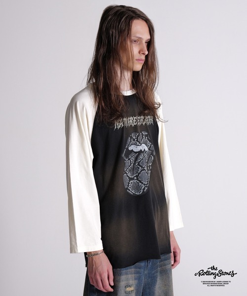 GRANCY(グランシー)の「【GRANCY×The Rolling Stones】Lips and Tongue Raglan T-Shirt / リップ&タン ラグランTシャツ(Tシャツ/カットソー・メンズ・ブラック/ホワイト・M/S/L)」の3枚目の写真