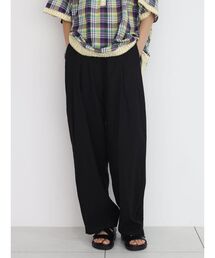 Tencel nylon tucked wide pants