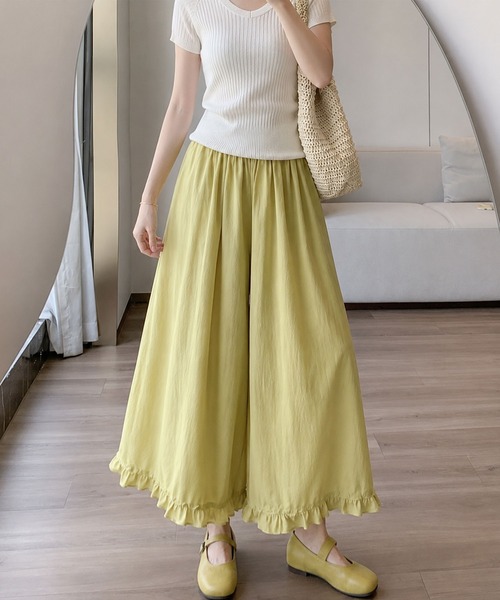 Amulet(アミュレット)の「スタイルアップしながら動きやすい◎ 裾フリルスカーチョパンツ(その他パンツ・レディース・ネイビー/ホワイト/ブラック/ブルー/イエロー・S/M/L)」の6枚目の写真