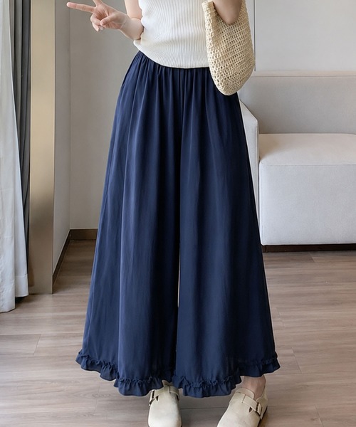Amulet(アミュレット)の「スタイルアップしながら動きやすい◎ 裾フリルスカーチョパンツ(その他パンツ・レディース・ネイビー/ホワイト/ブラック/ブルー/イエロー・S/M/L)」の9枚目の写真