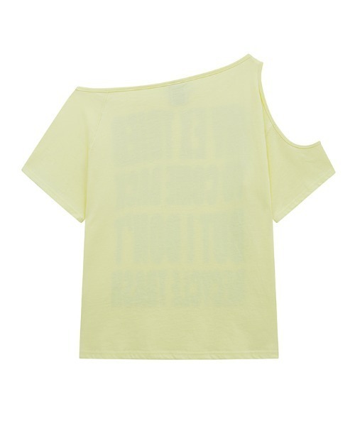 Midnight Move（ミッドナイトムーブ）の「A'GEM/9 × .kom 『MIDNIGHT MOVE/ミッドナイトムーブ』2 sl ex tee/オープンショルダーTシャツ（Tシャツ/カットソー・レディース・イエロー/ブラック・FREE）」の4枚目の写真