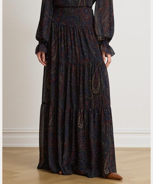 LAUREN RALPH LAUREN（ローレン ラルフ ローレン）の「ペイズリー ジョーゼット ティアード マキシスカート（スカート・レディース・ネイビー系1・4/2/00/0/6）」の3枚目の写真