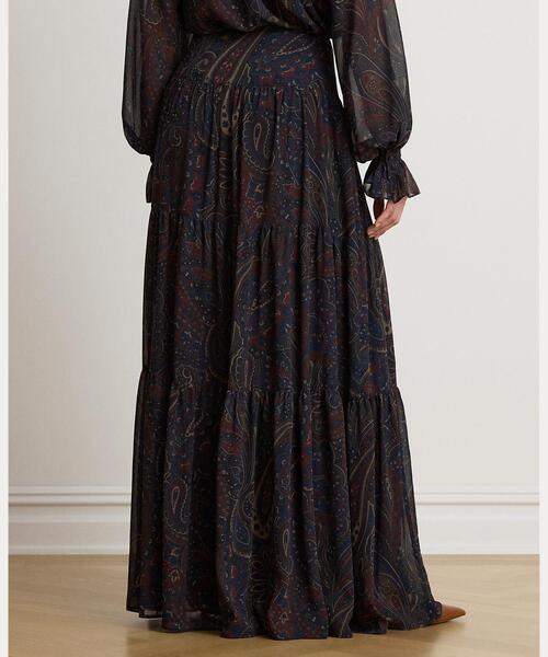 LAUREN RALPH LAUREN（ローレン ラルフ ローレン）の「ペイズリー ジョーゼット ティアード マキシスカート（スカート・レディース・ネイビー系1・4/2/00/0/6）」の4枚目の写真