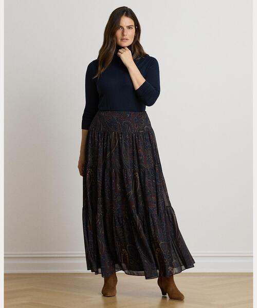 LAUREN RALPH LAUREN（ローレン ラルフ ローレン）の「ペイズリー ジョーゼット ティアード マキシスカート（スカート・レディース・ネイビー系1・4/2/00/0/6）」の6枚目の写真