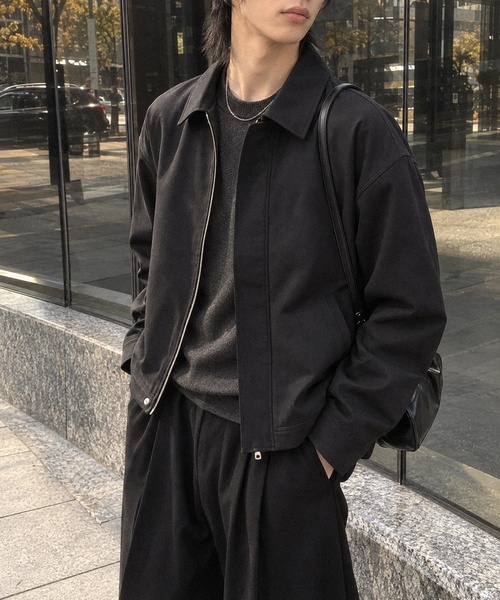 LIGNEL(リグネル)の「【LIGNEL】ハイツイストツイル リラックスフィット ショート丈 ジップアップブルゾン<UVカット・イージーケア>(ブルゾン・メンズ・グレー/モカ/ブラック・M/L)」の1枚目の写真