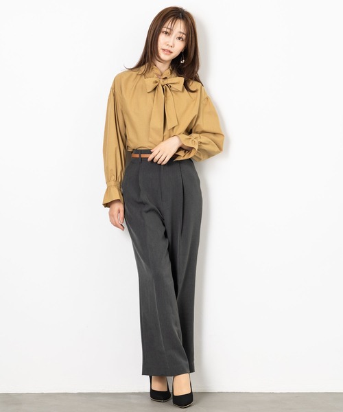 MAISONCOMFY (メゾンコンフィ)の「【ボウタイフリルブラウス】ハレの日もいつもの日も着たい上品ブラウス(シャツ/ブラウス・レディース・ネイビー/キャメル/ホワイト・L/M)」の6枚目の写真