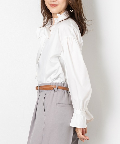 MAISONCOMFY (メゾンコンフィ)の「【ボウタイフリルブラウス】ハレの日もいつもの日も着たい上品ブラウス(シャツ/ブラウス・レディース・ネイビー/キャメル/ホワイト・L/M)」の8枚目の写真
