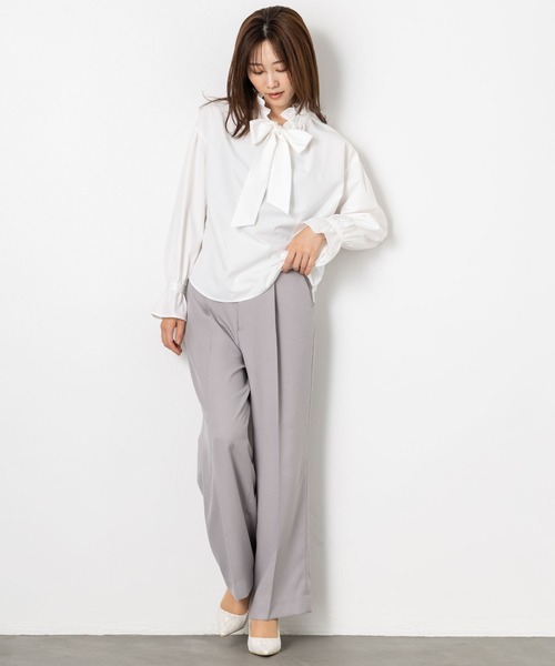 MAISONCOMFY (メゾンコンフィ)の「【ボウタイフリルブラウス】ハレの日もいつもの日も着たい上品ブラウス(シャツ/ブラウス・レディース・ネイビー/キャメル/ホワイト・L/M)」の15枚目の写真